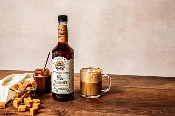 Tippleman's Caramel Coffee Syrup - Rich Flavor for Hot or Iced Drinks, Latte, Tea, Espresso, Cappuccino, Macchiato, Cocktails, & Baking - 25.4 Fl Oz