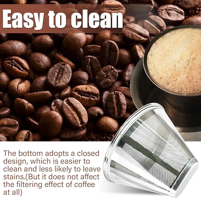#4 Coffee Filter Reusable Coffee Filter Stainless Steel Coffee Filter Compatible with Technivorm Moccamaster KBGV KBT 79112 53923 59691 etc. Durable Stainless Steel Filter for Sustainable Brewing (2)