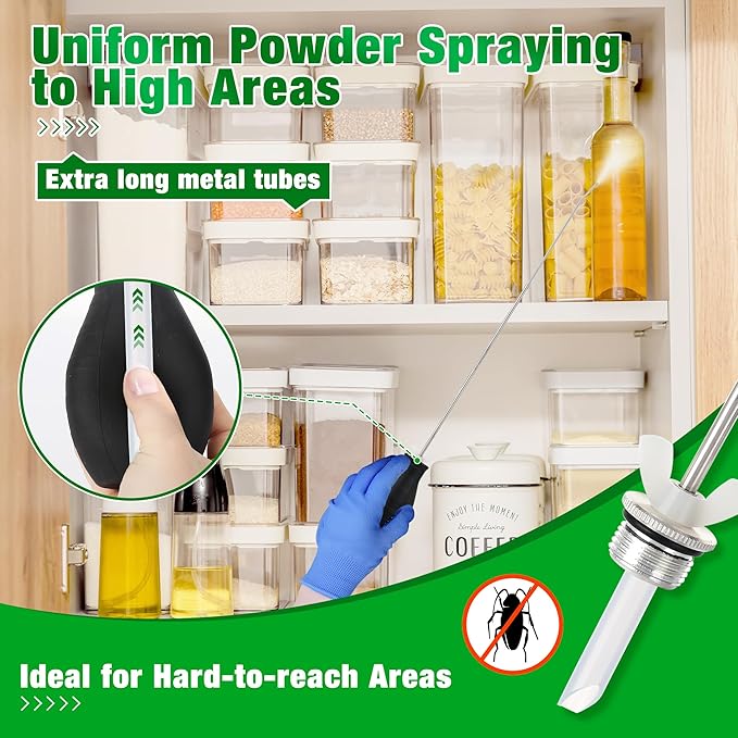 Powder Duster with Long Metal Tube – Bulb Applicator for Diatomaceous Earth, Garden & Home, Lightweight Handheld Dispenser for Organic Soil, Plants & Pest Management (1 Pack)