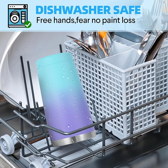 Volhoply 20oz Stainless Steel Tumbler with Lid and Straw Bulk 8 Pack,Double Wall Insulated Travel Iced Coffee Mug Fits Cup holder,Powder Coated Cups for Cold Drinks,Christmas Gifts（Purple Bule,8 Set）