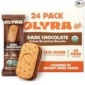 Olyra Dark Chocolate Sandwich Breakfast Biscuits, Healthy Snacks for Adults and Kids, Low Sugar, Organic Vegan Cookies, Office Snacks, USDA Certified, Non GMO 24 Packs
