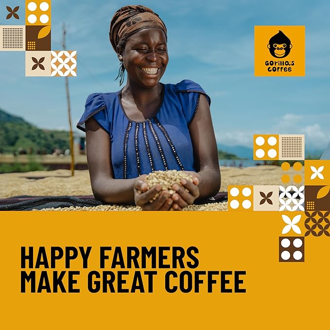 Gorilla's Coffee 100% Arabica - Medium Roast Whole Bean Coffee, Fair Trade, Full Bodied, with Notes of Dark Chocolate | Premium Rwandan Coffee | Rich, Flavorful, and Aromatic (1000g/35.2oz)