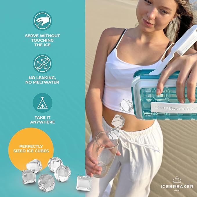 ICEBREAKER POP 2.0 2024: Make And Serve Ice Without Ever Touching The Ice | The Sanitary Silicone Ice Cube Tray for Freezer | Patented Ice Trays for Freezer | This Ice Cube Maker Makes 18 Cubes