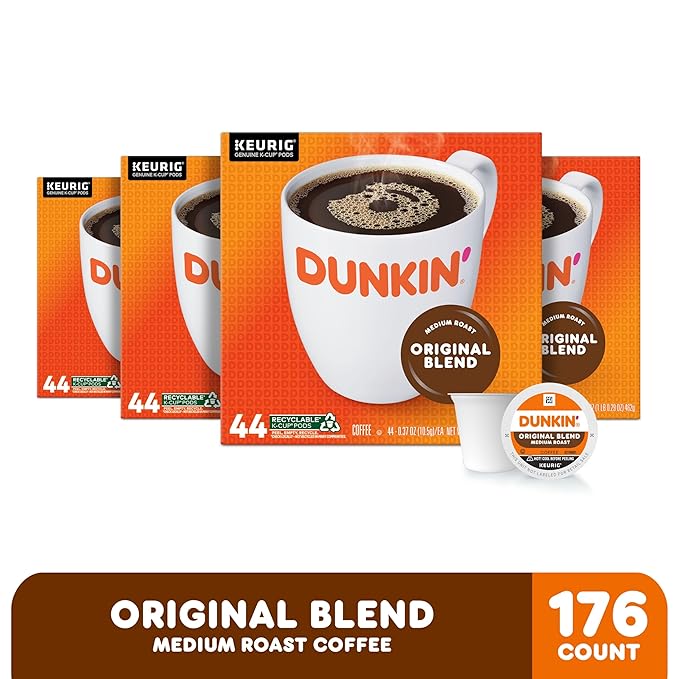 Dunkin' Original Blend Medium Roast Coffee, 176 Keurig K-Cup Pods
