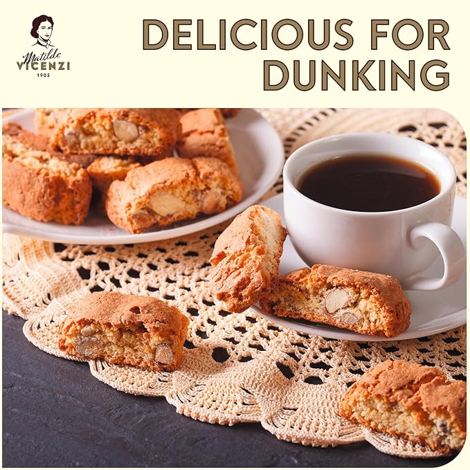 Matilde Vicenzi Classic Italian Biscotti Almond Cookies - Cantuccini Almond Biscuits - Kosher Dairy Traditional Coffee & Tea Biscuits Made in Italy - 14.11 oz (400g)
