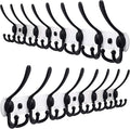 Dseap Coat Rack Wall Mount - 29.5” Long 8-Tri-Hooks Heavy Duty Coat Hanger Rail Wall Hooks for Hanging Coats Hats Clothing Clothes Purse Mudroom Entryway, White & Black, Pack of 2