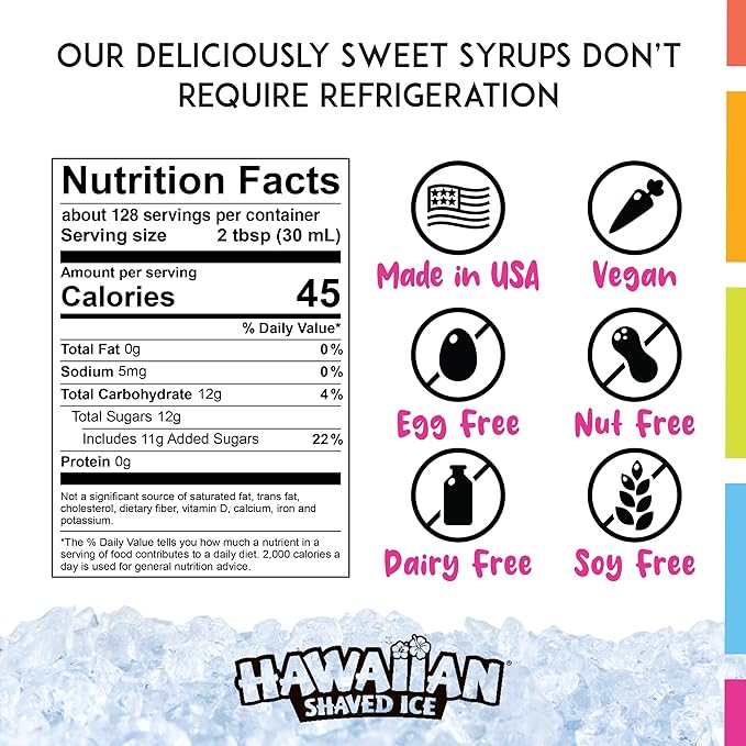 Hawaiian Shaved Ice Syrup, Blue Cotton Candy, Gallon