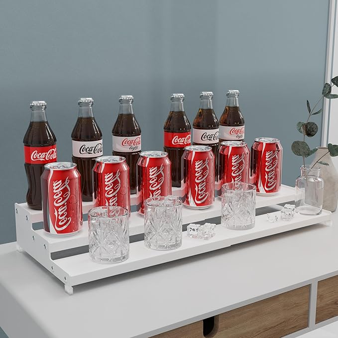 Spice Rack Organizer for Cabinet, 3 Tier Expandable Spices Storage, Great for Kitchen Cabinets, Cupboard,Pantry and Countertop More 2 Packs/White