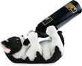 True Klutzy Kitty Cat Countertop Wine Bottle Holder Kitchen Decor Tabletop Wine Rack Animal Stand for Cat Lovers and Pet Owners, Black and White, Set of 1