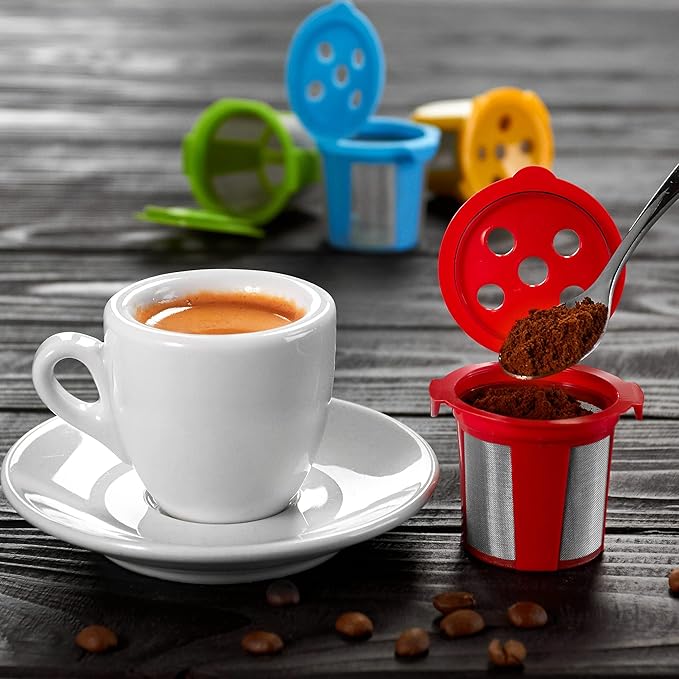 4 Reusable K Cups for Keurig K Supreme, K Supreme Plus, K Slim with Multistream Technology, K-Brew Chill, K-Duo Hot & Iced – 4 Colors Refillable Kcups Coffee Filters for Keurig Coffee Makers