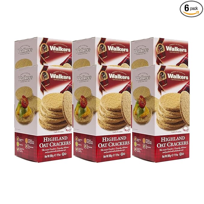 Walker's Shortbread Highland Oat Crackers, Scottish Crackers, 9.9 Oz Box (Pack of 6)