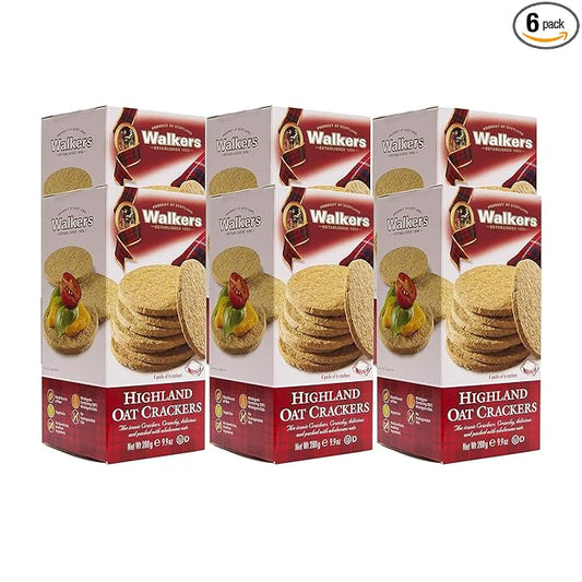 Walker's Shortbread Highland Oat Crackers, Scottish Crackers, 9.9 Oz Box (Pack of 6)