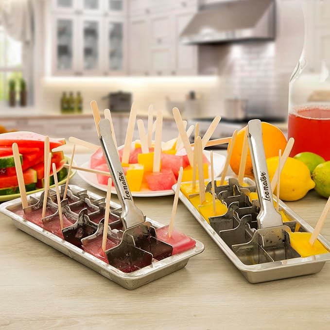 Easy Removal Metal Ice Trays with Handle - Stainless Steel Ice Cube Maker and Tray, 18 Slot Mold - BPA-Free, Food-Grade Freezer Molds for Baby Food, Juice, Popsicles (1 Pack)