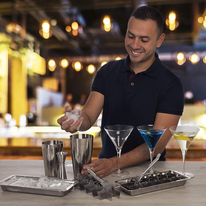 Easy Removal Metal Ice Trays with Handle - Stainless Steel Ice Cube Maker and stand, 36 Slot Mold - BPA-Free, Food-Grade Freezer Molds for Baby Food, Juice, Popsicles (2 Pack)