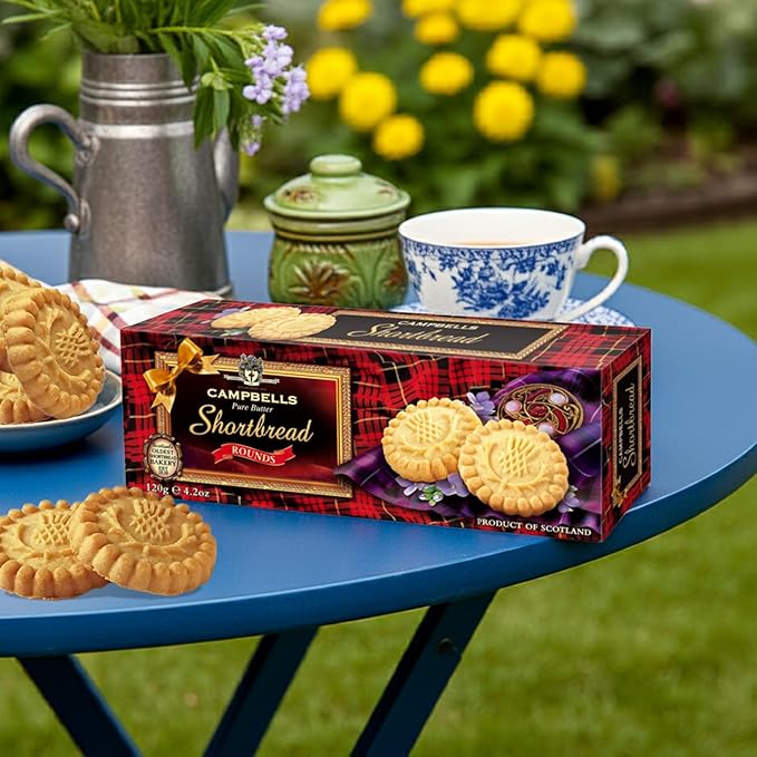Campbells Shortbread Pure Butter Rounds 4.23 Oz (120g) - Traditional Scottish Shortbread Cookies from Scotland, Gourmet English Tea Biscuits, Imported British Butter Cookies for Gifting