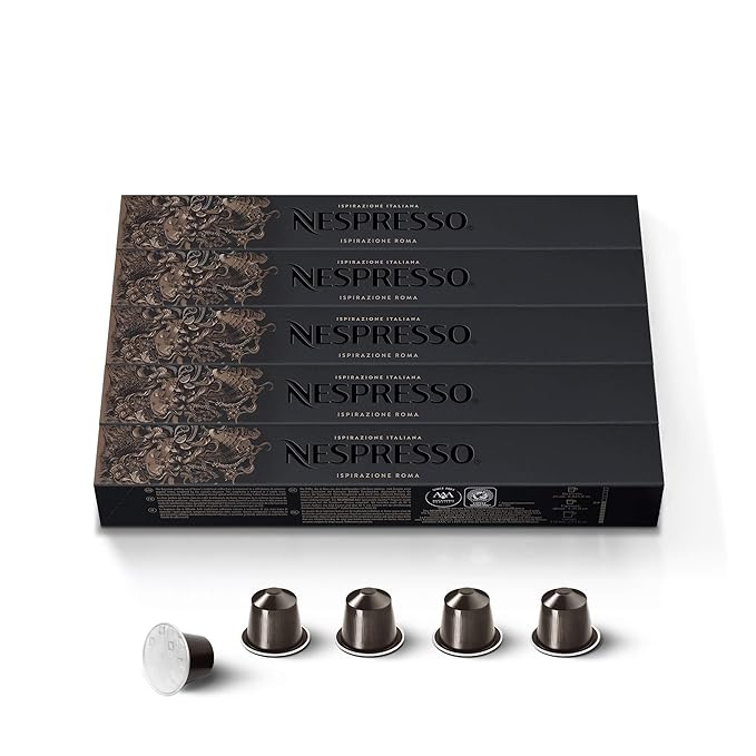 Nespresso Capsules Original Line, Roma Intenso, Medium Roast Coffee, 50 Count Coffee Pods