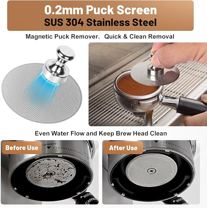 58mm Espresso Tools – Coffee Distributor and Tamper Leveler, WDT Tool, Magnetic Dosing Funnel and Puck Screen with Remover, Espresso Accessories Kit Fits 58mm Portafilters and Espresso Machines