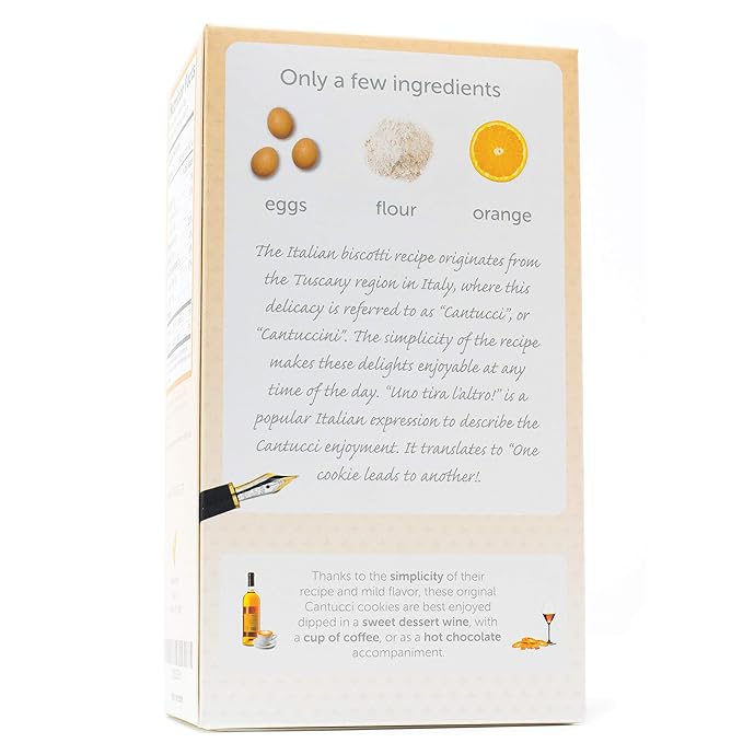 Gusta Authentic Soft Biscotti Cookies Made in Tuscany, Italy - Candied Orange - Original Two Bites Size - All Natural Ingredients - Fresh & Genuine Italian Dessert Treats - 17.64oz