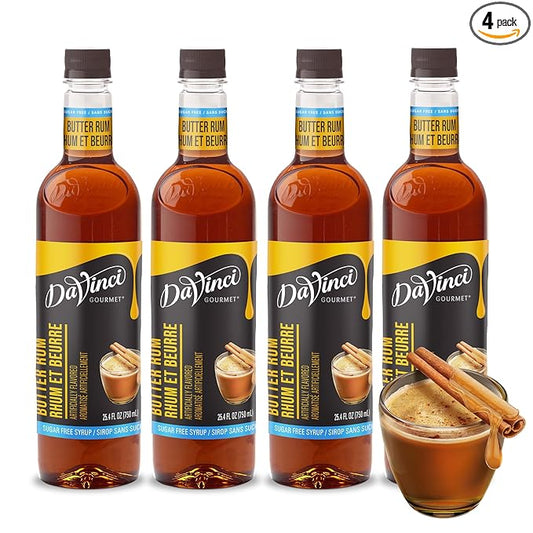 DaVinci Gourmet Sugar-Free Butter Rum Syrup, 25.4 Ounce (Pack of 4)