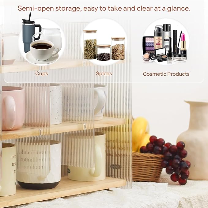 Coffee Mug Holder Wooden Cup Station Organizer 4-Tier Cup Holder for Coffee Bar Mug Display Rack for Countertop Mug Holder Shelf for Home Kitchen Pine Wood