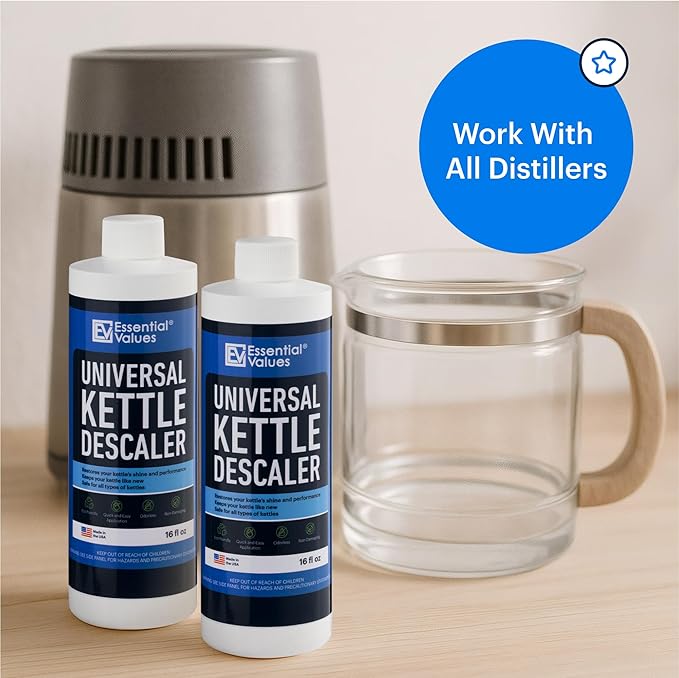 Essential Values Universal Descaler - Espresso Descaling Solution - Coffee Machine Cleaner - Critic Acid Tea Kettle, Urn, Water Distiller Cleaner