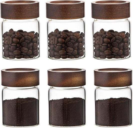 Glass Spice jars Glass Jars with Screw Lid 5 oz, Food Storage Canister for Pantry Sugar Tea Coffee Bean Seasoning Nuts Cookies (6 * 150ml(5oz))