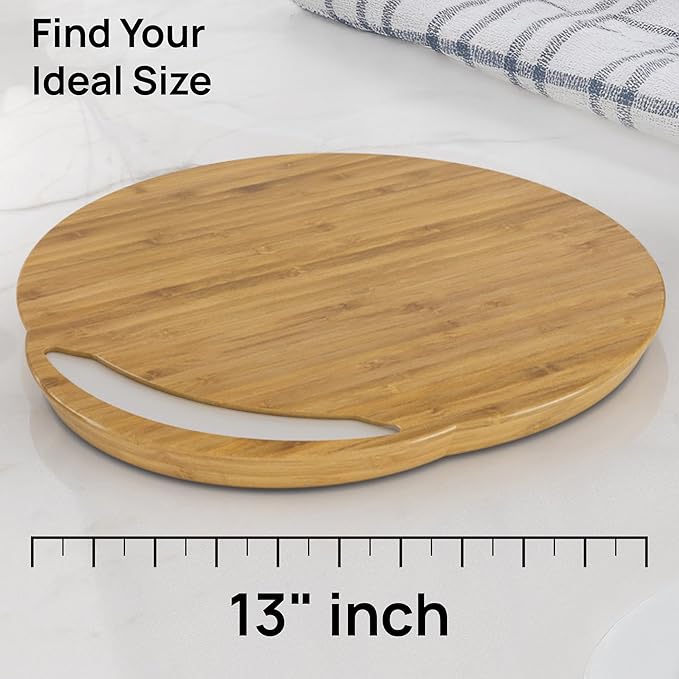 Ibyx Elegant Round Sliding Tray for Your Pressure Cooker, Air Fryer & Heavy Kitchen Appliances - Sturdy, Slides Easily from Under The Cabinet (Natural, 13”)