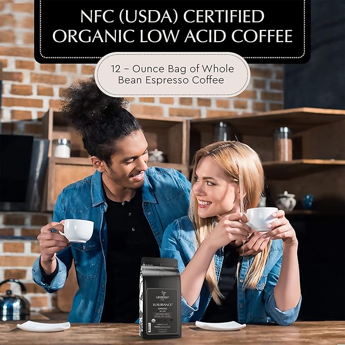 Lifeboost Organic Espresso Beans Whole – USDA Organic, Low Acid, Mold-Free Dark Roast Coffee – Whole Bean, Single Origin, High Caffeine Arabica – 12 oz Bag