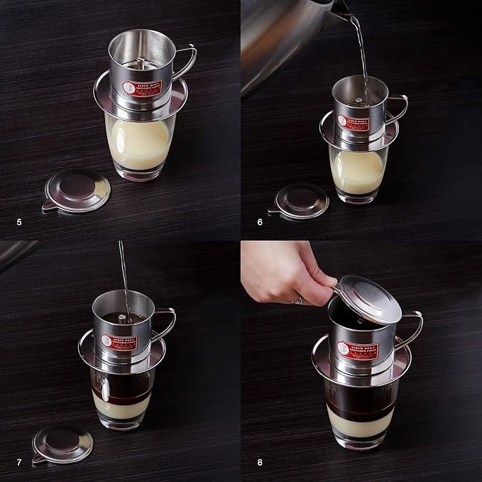 Vietnamese Coffee Filter Maker Press. Screw Down Phin Made in Vietnam. Authentic (2, Medium (8 oz)).