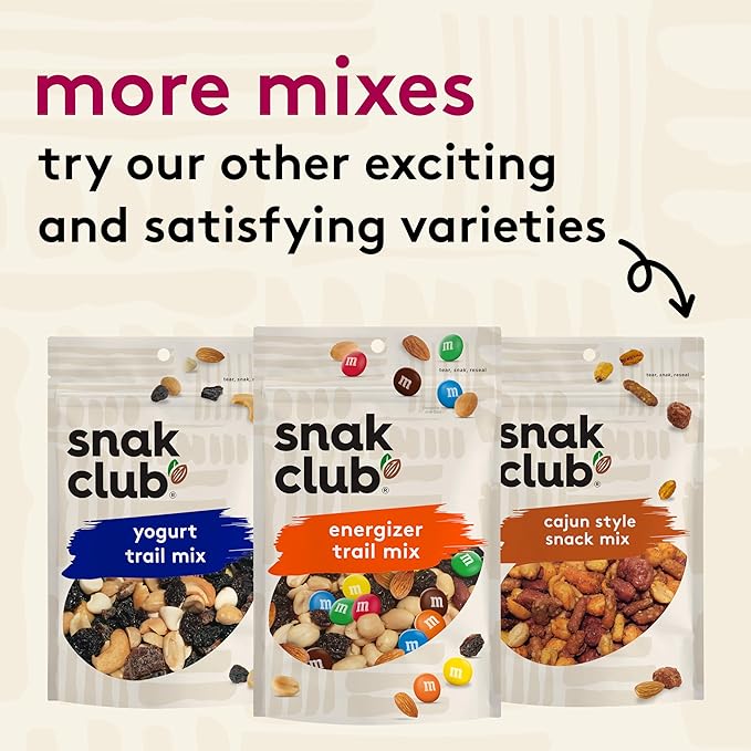 Snak Club Sweet and Salty Trail Mix with Peanuts, Butter Toffee Peanuts, M&M'S Chocolate Candies, Toasted Corn, Honey Sesame Sticks, and Almonds, Kosher Snack, 24 oz Resealable Bag