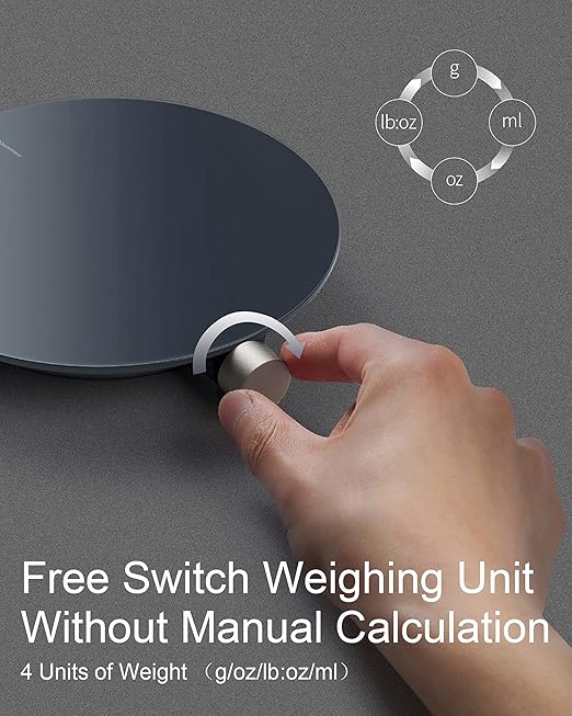 HOTO Smart Food Scale, Kitchen Scale, Food Scales Digital Weight Grams and Oz, Coffee Scale, Kitchen Scale with 0.1g High Precise Sensor, Measures in 4 Units (g/ml/oz/lb: oz)，Batteries Not Included