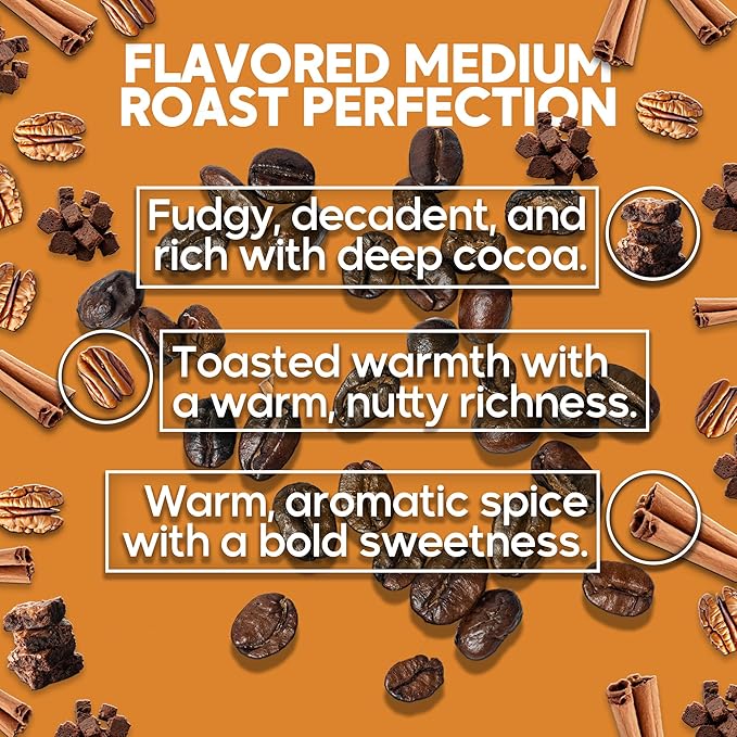 Sarasota Coffee Whole Bean Cinnamon Pecan Brownie | Medium Roast Gourmet Flavored Coffee Beans | Low Acid, Mold Free, Specialty Grade Bulk Beans | 5lb (80 oz)