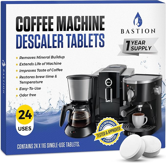 Coffee Machine Descaler Cleaner Tablets 24-Pack | For Keurig, Nespresso, Breville, De Longhi, Miele, Ninja, Braun | Clean & Descale Coffee Pot & Espresso Maker -Cleaning & Descaling Solution Tabs