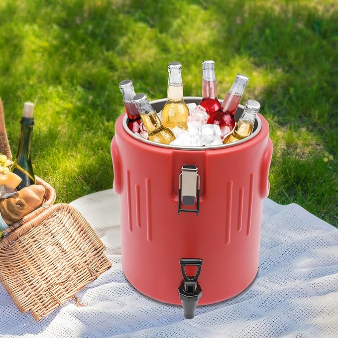 Insulated Beverage Dispenser - 21Qt Stainless Steel Hot and Cold Beverage Server with Spigot Handle, Commercial Thermal Container for Water Coffee Drink Catering Restaurant (5.3Gal)