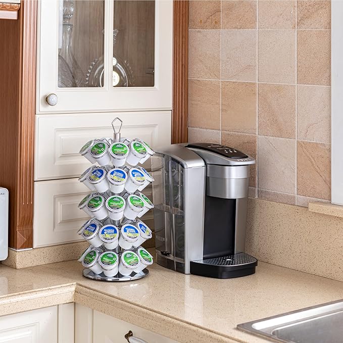 K cup Holder Storage Coffee Capsules Pod Holder Carousel 5 Tier Compatible with 45 K-Cup Pods