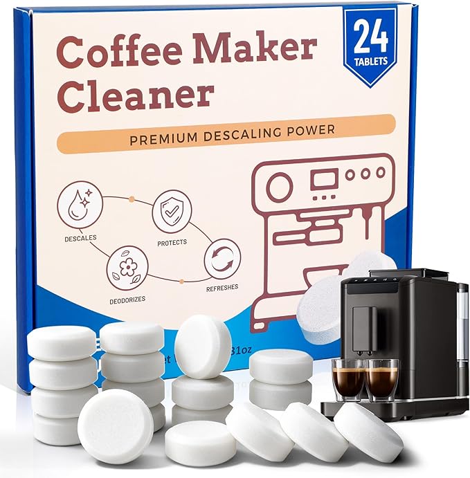 Coffee Maker Cleaner – Strong Descaler Cleaning Compatible With Nespresso, Keurig, Breville, Ninja, Remove Limescale, Calcium & Coffee Oils – Espresso & Drip Coffee Maker Accessories（24 pack）