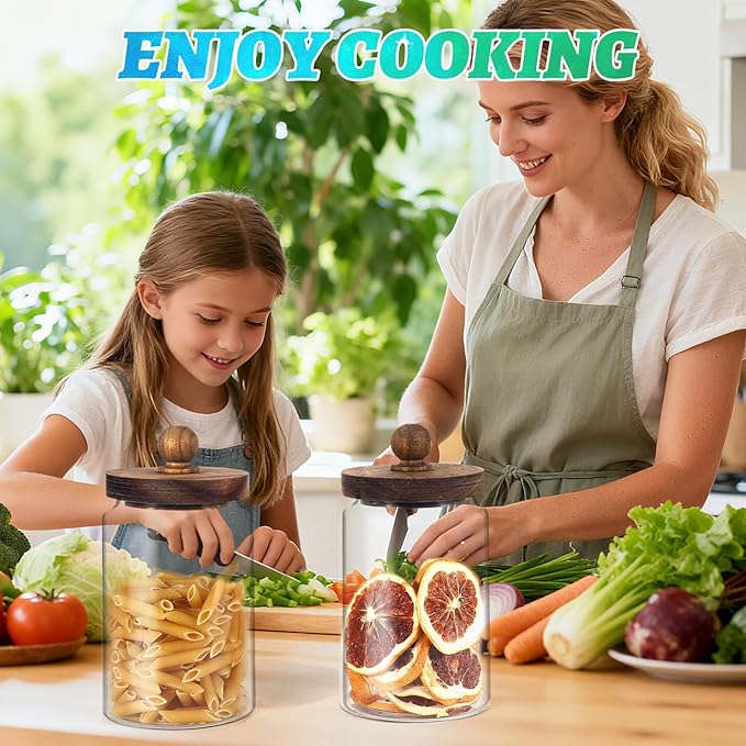 Glass Spice Jar Coffee Sugar Container Airtight Glass Jar Food Storage Canisters Bottle for Kitchen Seasoning Tea Herb Overnight Oats Bar Parfait Snacks (900ml/30oz-1pcs-A)