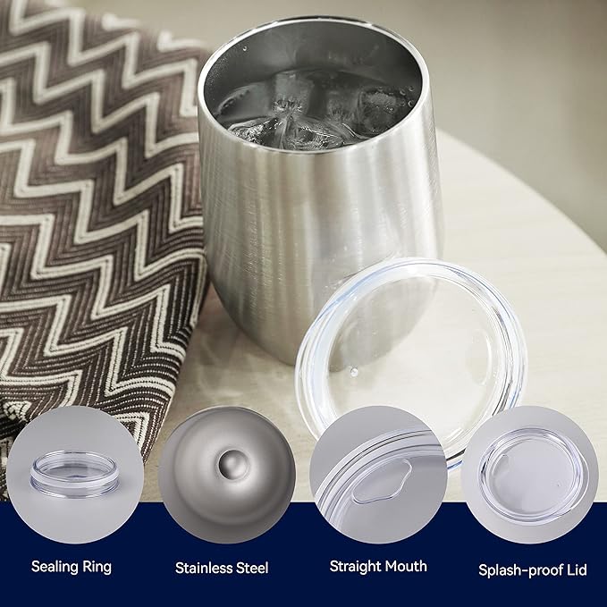DOMICARE Stainless Steel Wine Tumbler Bulk with Lid, Personalized Insulated Tumblers Set, 12oz Travel Coffee Cups Pack of 12, Stainless steel