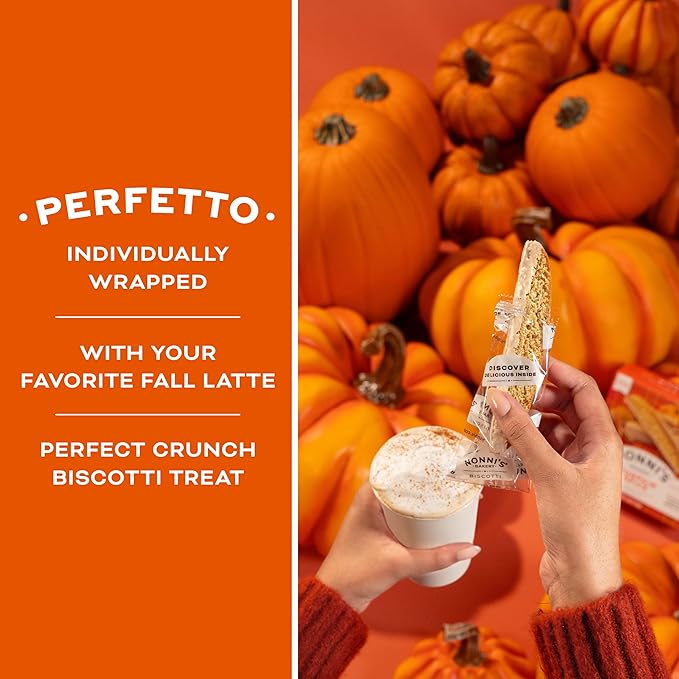 Nonni's Pumpkin Spice Biscotti Holiday Cookies - 3 Boxes Pumpkin Cookies - Pumpkin Biscotti w/Cinnamon Icing - Biscotti Individually Wrapped Pumpkin Spice Cookies - Kosher Coffee Cookies 6.88 oz