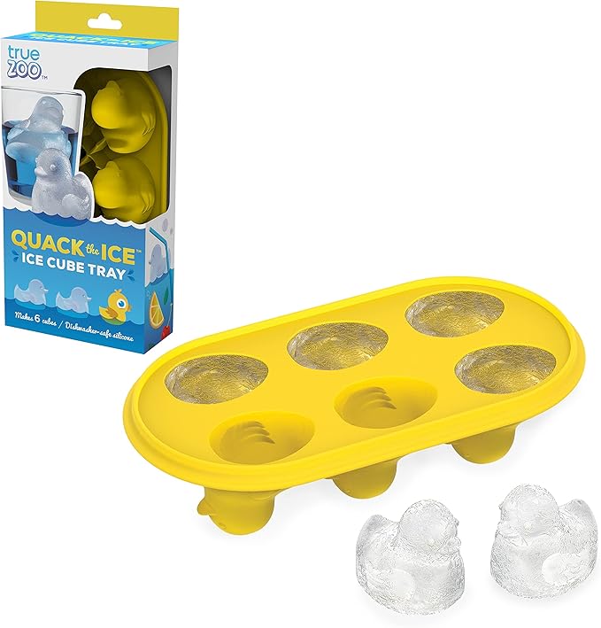 TrueZoo Quack the Ice Duck Ice Cube Tray, Easy Release Silicone Mold for Whiskey, Cocktails, Iced Tea, Jello Shots, Chocolates, Frozen Treats, Novelty Kitchen & Home Bar Gifts, Set of 1, Yellow