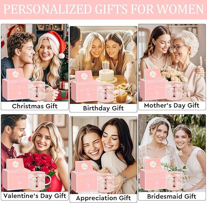 Personalized Gifts for Women Coffee Mug, Initial Customized Gift Monogrammed A-Z Coffee Mug 12 OZ, Christmas Anniversary Birthday Gifts for Women Mom Grandma Friend Sister Wife (T)