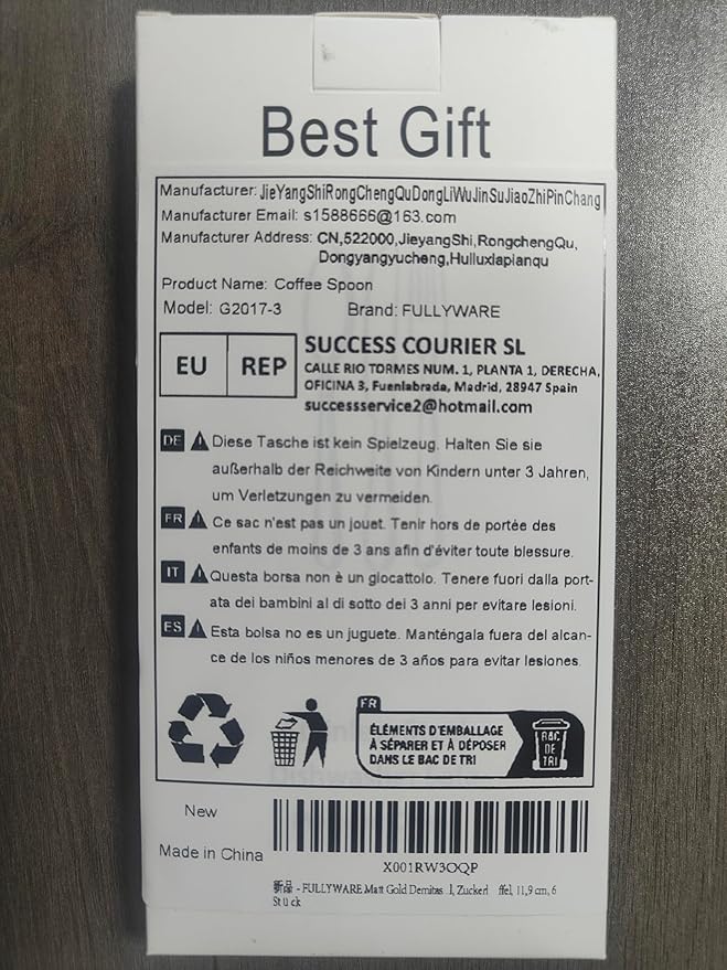 Matte Gold Demitasse Espresso Spoons, Stainless Steel Satin Finish Coffee Spoons, Mini Teaspoons, Sugar Spoons, 4.7-inch, Set of 6, 6-PIECE