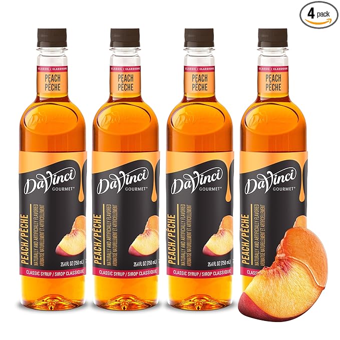 DaVinci Gourmet Classic Peach Syrup, 25.4 Fluid Ounces (Pack of 4)