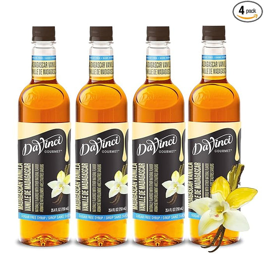 DaVinci Gourmet Sugar-Free Madagascar Vanilla Syrup, 25.4 Fluid Ounce (Pack of 4)