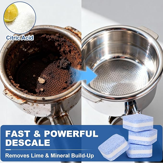 Coffee Cleaner & Descaler Tablets (60 Count) - Compatible with Keurig, Nespresso, Breville, DeLonghi, Ninja - For All Drip & Espresso Machines - Removes Limescale