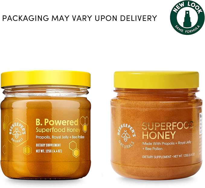 Superfood Honey by Beekeeper's Naturals - Bee Pollen, Royal Jelly, Propolis, Honey - Natural Energy, Immune Support, Mental Clarity, Athletic Performance (4.4 oz)