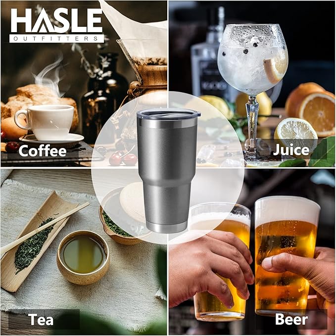 HASLE OUTFITTERS 30oz Stainless Steel Tumbler, Double Wall Vacuum Insulated Travel Mug Tumbler, Durable Insulated Coffee Mug, Gift Box Set (Grey, 1)