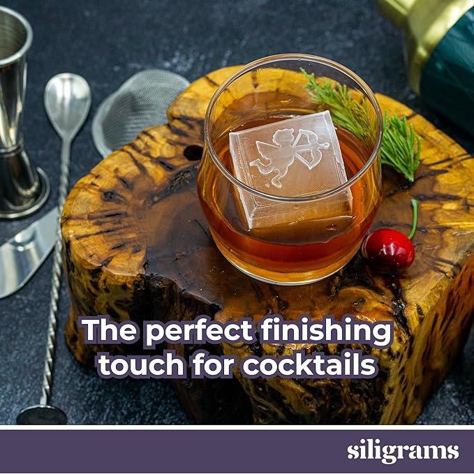 SILIGRAMS Love Ice Cube Mold – 2” Custom Whiskey & Cocktail Ice Tray – Personalized Silicone Ice Cube Mold – Romantic Gift for Couples, Weddings & Anniversaries – Reusable Ice Mold