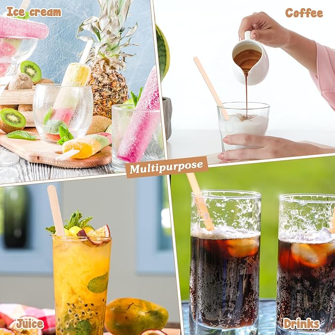 Meanplan 5000 Pcs Wooden Coffee Stirrers Disposable Stir Sticks Birch Wood Coffee Stirring Sticks Bar Long Cocktail Drink Stirrers with Round Ends for Hot Chocolate Tea Beverages (7 Inch)