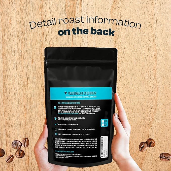 Organic Cold Brew Coffee - Guatemalan Coffee Beans Crafted For Cold Brewing - Whole Bean, Medium Roast, 16oz (Whole Bean)